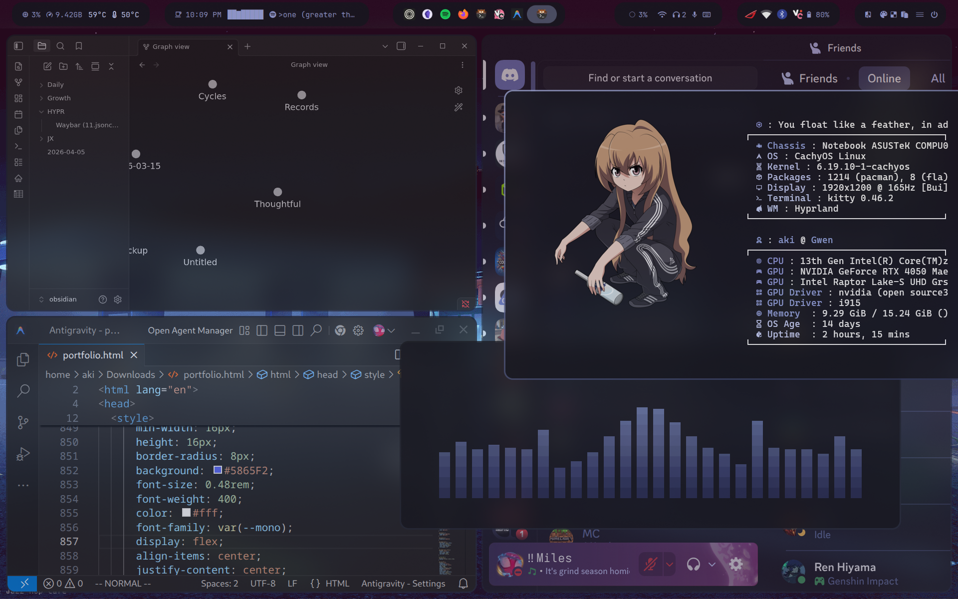 Screenshot of the hyprFLX Arch Linux rice